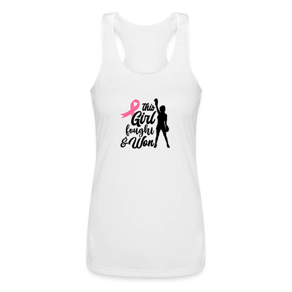 This Girl Fought & Won Women’s Performance Racerback Tank Top - white