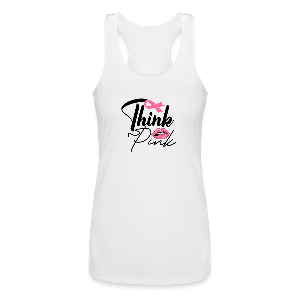 Think Pink Women’s Performance Racerback Tank Top - white