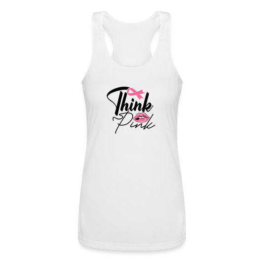 Think Pink Women’s Performance Racerback Tank Top - white