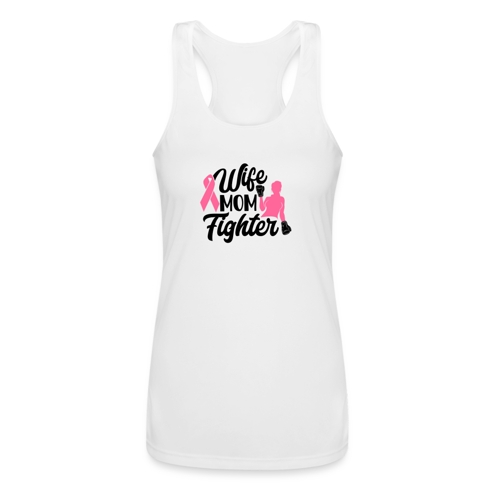 Wife Mom Fighter Women’s Performance Racerback Tank Top - white