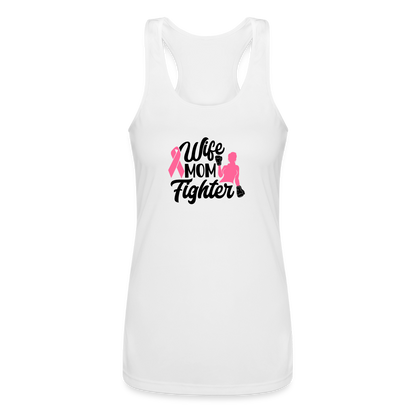 Wife Mom Fighter Women’s Performance Racerback Tank Top - white