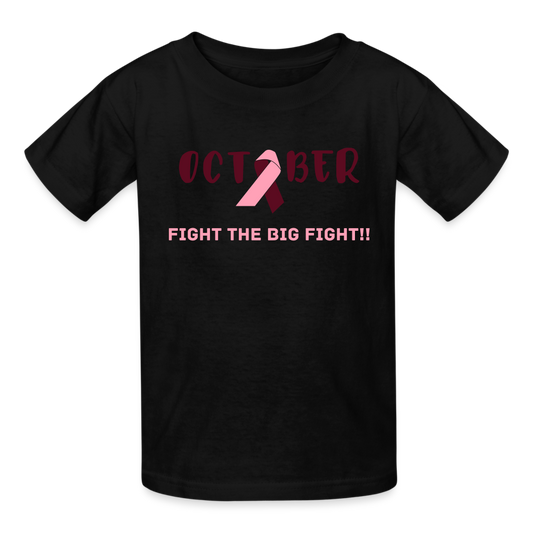 October - Fight The Big Fight Kids T-Shirt - black