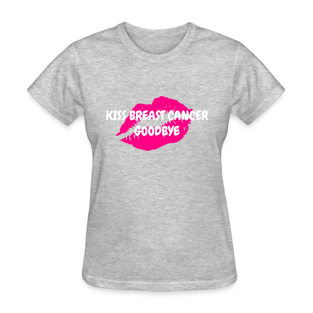 KISS BREAST CANCER GOODBYE Women's Relaxed Fit T-Shirt - heather gray