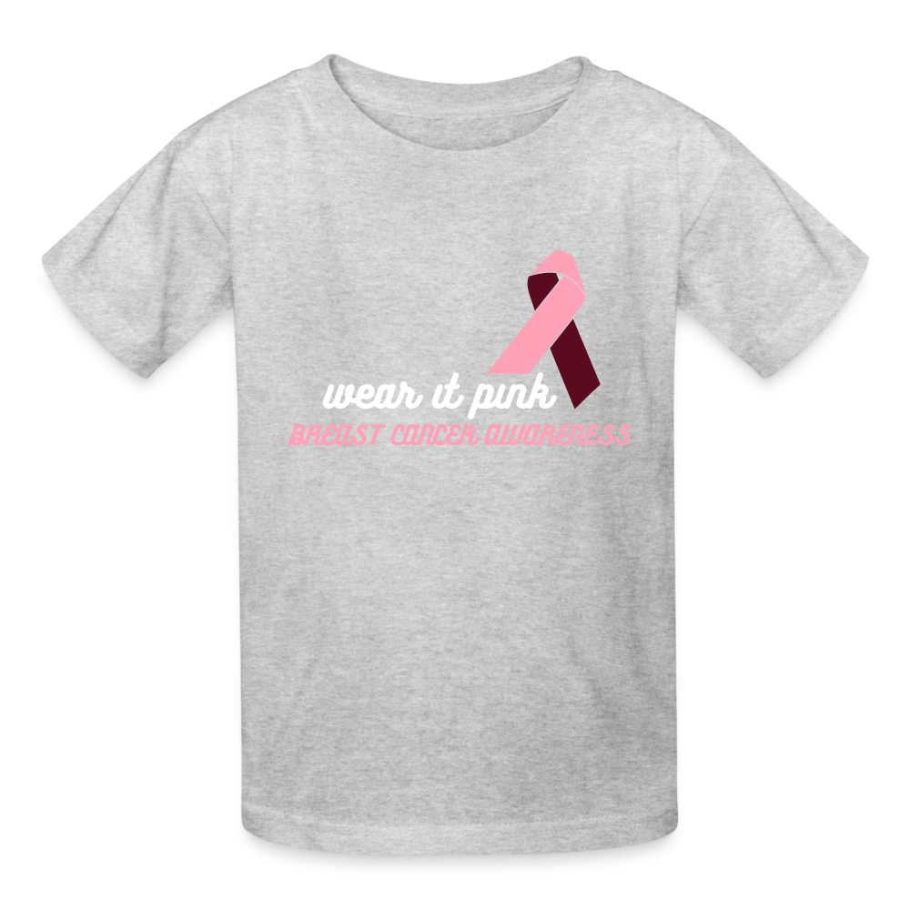 Wear It Pink - Breast Cancer Awareness Kids T-Shirt - heather gray