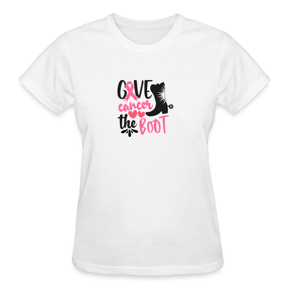 Give Cancer The Boot Women's T- Shirt - white