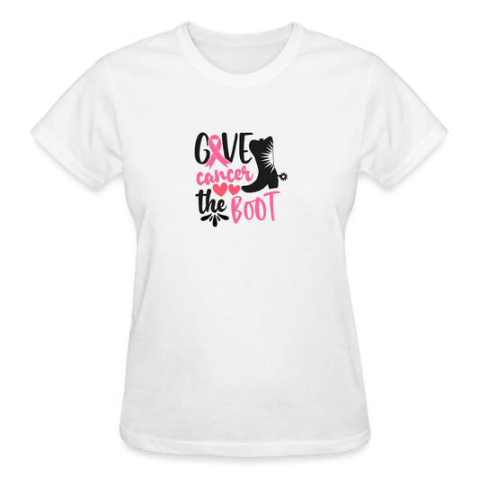 Give Cancer The Boot Women's T- Shirt - white